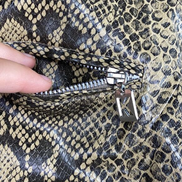 80s Vintage Python Snakeskin Print Jacket Faux Leather Full Zip Baddie Women's L - Picture 3 of 7